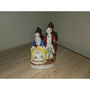 Vintage Occupied Japan Porcelain Hand‎ Painted Man Lady Victorian Figurine 4"
